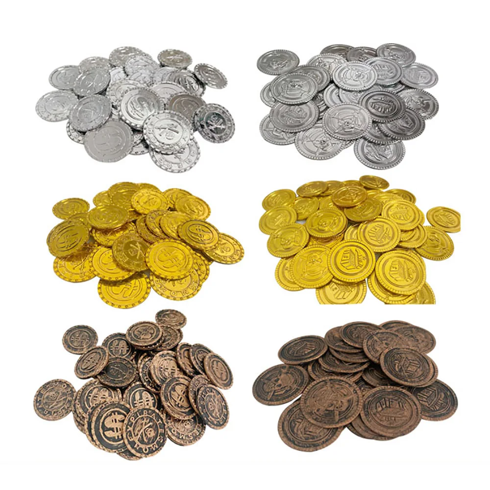 Arcade Game Coin - 100/200 Stuks Plastic Piraat Goud Zilveren